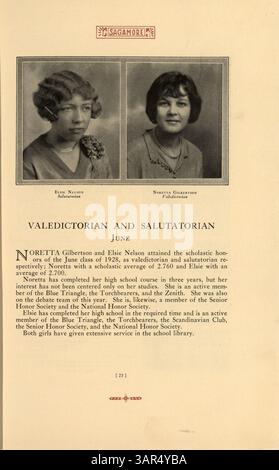 L'annuario "Sagamore" della Roosevelt High School (1928) documenta l'anno scolastico 1927-1928, tra cui atletica leggera, studenti, insegnanti e club. Foto Stock