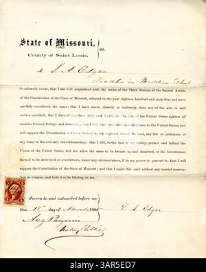 Giura di fedeltà al governo degli Stati Uniti e allo Stato del Missouri. Foto Stock