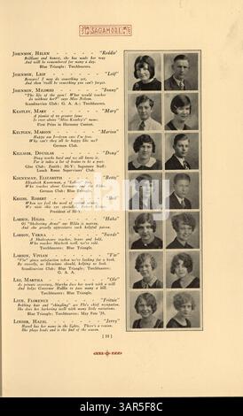 Il Roosevelt Yearbook del 1928 riflette i momenti chiave dell'anno scolastico 1927-1928 alla Roosevelt High School, mettendo in evidenza studenti, docenti, sport ed eventi scolastici memorabili. Foto Stock