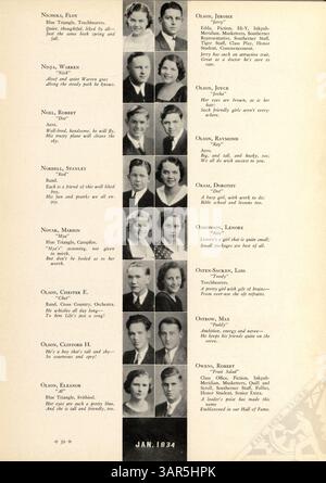 L'edizione 1934 del South High Yearbook, intitolata "Tiger 1934", mette in evidenza studenti, insegnanti, club, atletica leggera e altri eventi significativi dell'anno scolastico 1933-1934. L'annuario offre uno sguardo sulla vita accademica ed extracurricolare della scuola durante questo periodo, compresi i risultati notevoli e il coinvolgimento della comunità, con un focus sulla storia afroamericana. Foto Stock