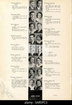 Il South High Yearbook del 1934, intitolato "Tiger 1934", documenta i risultati, le attività e gli eventi dell'anno accademico 1933-1934. Mostra la vita studentesca, compresi club, atletica e altri eventi scolastici, sottolineando anche i contributi afroamericani all'interno della comunità scolastica durante quel periodo. Foto Stock