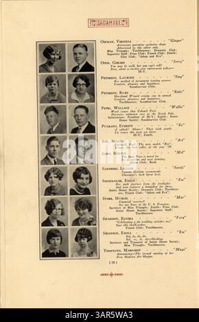 Il Roosevelt Yearbook del 1928 mostra i momenti salienti dell'anno accademico 1927-1928, documentando gli studenti, le facoltà, le squadre di atletica e le attività sociali della Roosevelt High School. Foto Stock
