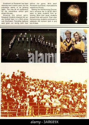 Questa edizione 1985 dell'annuario Sagamore della Roosevelt High School mette in evidenza eventi scolastici chiave, attività studentesche, atletica, club e docenti dell'anno scolastico 1984-1985. Foto Stock