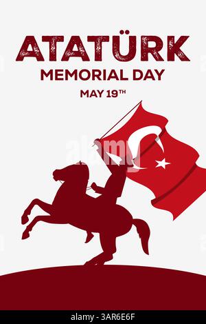 illustrazione verticale del giorno commemorativo ataturk in stile piatto Illustrazione Vettoriale
