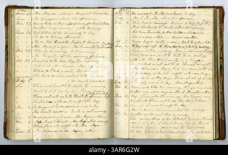 Questo memorandum, parte della Eliza G. Randolph Post Collection, copre il periodo dal 1° gennaio 1848 al 12 novembre 1848, documentando la vita in una fattoria nella contea di Pulaski, Illinois. Continua con registrazioni dal 13 novembre 1848 al 1850, notando il trasferimento della famiglia a Mount Morris, Ogle County, Illinois. Foto Stock