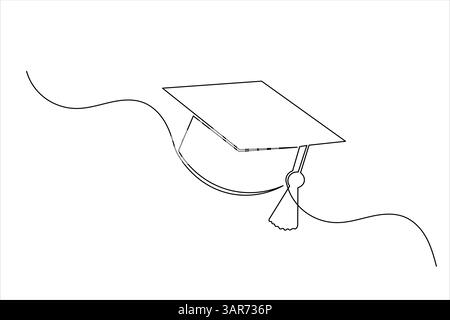 Icona del cappuccio di graduazione una linea disegna una semplice illustrazione vettoriale minimalista Illustrazione Vettoriale