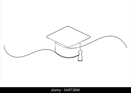 Icona del cappuccio di graduazione una linea disegna una semplice illustrazione vettoriale minimalista Illustrazione Vettoriale