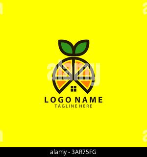logo house lemon design vettoriale Illustrazione Vettoriale