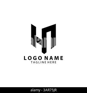 Vettore iniziale di design del logo HN trendy Illustrazione Vettoriale