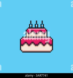 Design delle risorse di gioco Pixel ART Cake Illustrazione Vettoriale