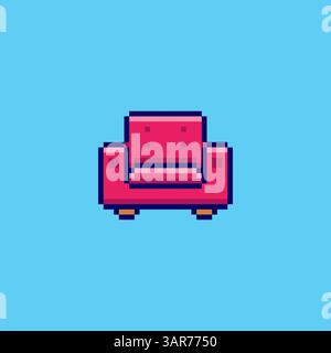 Design delle risorse di gioco per divani pixel art Illustrazione Vettoriale