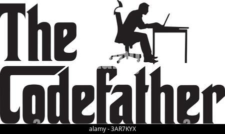 Il Codefather. Divertente design della t-shirt del programmatore. Illustrazione Vettoriale