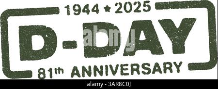 Illustrazione vettoriale del D-Day 81th Anniversary in inchiostro militare verde Illustrazione Vettoriale