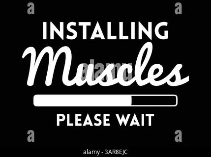 Installazione dei muscoli, attendere. T-shirt da palestra. Illustrazione Vettoriale