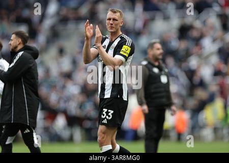 Durante la partita Newcastle United FC contro Manchester United FC English Premier League a St. James' Park, Newcastle, Inghilterra, Regno Unito il 13 aprile 2025 crediti: Phil Duncan/Every Second Media Foto Stock