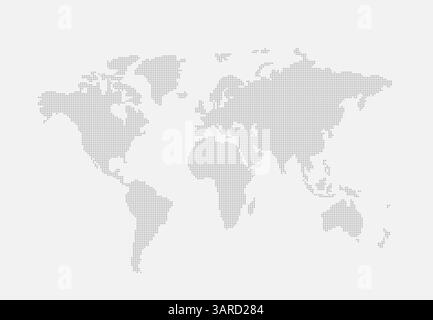 Una mappa del mondo composta da punti blu su sfondo bianco. Illustrazione Vettoriale