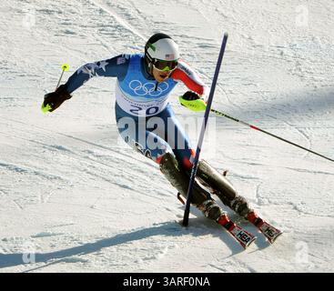 21 febbraio 2010 - Whistler, British Columbia, Canada - WHISTLER, B.C.: 21 FEBBRAIO, 2010 -- Bode Miller dagli sci americani al traguardo nel Super Combined Slalom maschile per vincere la medaglia d'oro il 21 febbraio 2010 a Whistler, B.C. durante i Giochi Olimpici invernali del 2010. (Foto di Larry Wong/Canwest News Service) CNS-OLY-SKI (immagine di credito: © CanWest/ZUMApress.com) Foto Stock
