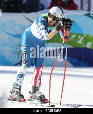 18 febbraio 2010 - Whistler, BC, Canada - WHISTLER, BC: 19 FEBBRAIO, 2010 -- Bode Miller degli Stati Uniti reagisce dopo il Super-G maschile 19 febbraio 2010 a Whistler, BC durante le Olimpiadi invernali del 2010. (Jean Levac / Canwest News Service). CNS-OLY-SKI (immagine di credito: © CanWest/ZUMApress.com) Foto Stock
