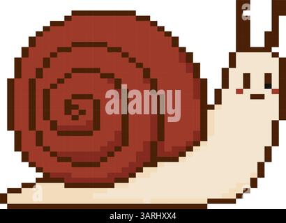 lumaca a 8 bit. Oggetto pixel art. Grafica di gioco vintage Old School. Illustrazione Vettoriale