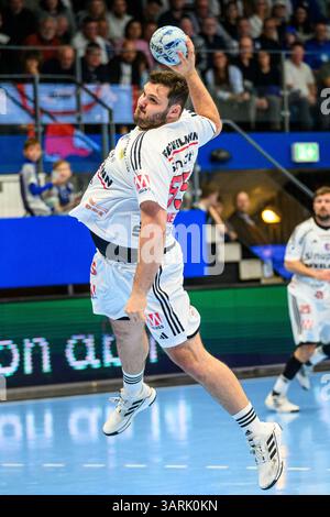 Eisenach, Germania. 17 aprile 2025. Tobias Wagner (Kreislaeufer, HC Erlangen, 55) GER, ThSV Eisenach gegen HC Erlangen, Handball, Daikin 1. Handballbundesliga, 26.Spieltag, Saison 2024/2025, 17.04.2025 foto: Eibner-Pressefoto/Martin Herbst credito: dpa/Alamy Live News Foto Stock