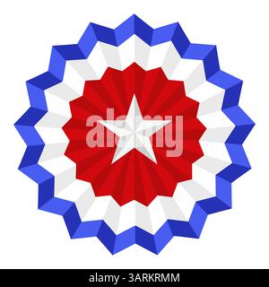Stella patriottica rossa, bianca e blu con strati geometrici Illustrazione Vettoriale