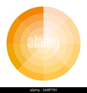 Ruota gialla arancione. Tavolozza dei colori sfumati. Tonalità calde e luminose. Spettro circolare vettoriale. Illustrazione Vettoriale