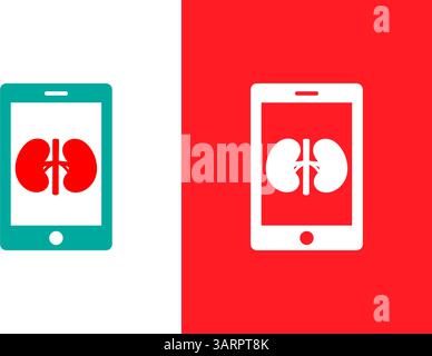 Combinazione di reni e telefoni. Modello di progettazione del logotipo World Kidney Day. Illustrazione Vettoriale