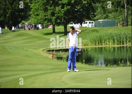 22 giugno 2013 - Cromwell, Connecticut, U. S - Cromwell, Connecticut - Keegan Bradley durante il Travelers Championship al TPC River Highlands a Cromwell, Connecticut. (Immagine di credito: © Brian Ciancio/ZUMAPRESS.com) Foto Stock