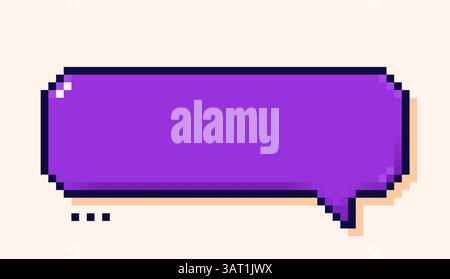 Bolla di colore viola disegnata in stile pixel art a 8 bit. Illustrazione Vettoriale