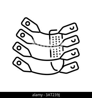 icona della linea nera della protesi bionica della costola per progetti digitali e di stampa. Icone di pulizia minime per applicazioni e siti Web. Icone semplici e moderne per UI UX e br Illustrazione Vettoriale