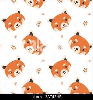 Simpatico motivo di panda rosso per bambini e amanti degli animali: Perfetto per il design di tessuti e confezioni regalo. Illustrazione Vettoriale