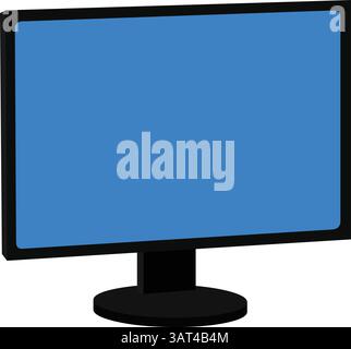 Un moderno monitor per computer con schermata blu vuota. Illustrazione vettoriale del monitor desktop Illustrazione Vettoriale