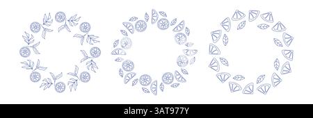 Cornice quadrata e circolare con limoni Illustrazione Vettoriale