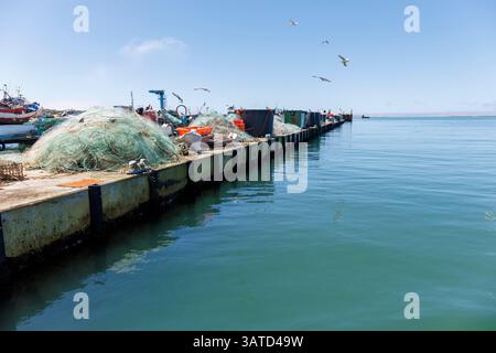 Porto di pesca sull'isola di Culatra, regione dell'Algarve, Portogallo Foto Stock