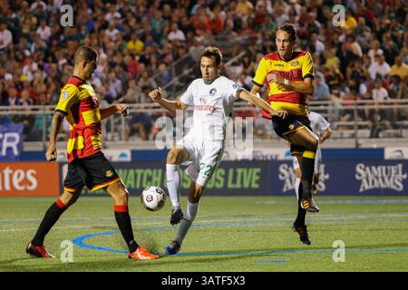 3 agosto 2013 - Hempstead, NY, USA - l'attaccante dei New York Cosmos ALESSANDRO NOSELLI (22) controlla la palla durante il secondo tempo contro i ft Lauderdale Strikers allo stadio James R Shuart. (Immagine di credito: © Anthony Gruppuso/Independent Image/ZUMAPRESS.com) Foto Stock