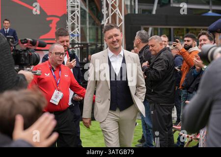 Sheffield, Regno Unito. 18 aprile 2025. Kyren Wilson durante l'Halo World Snooker Championship Media Day 2025 al Crucible, Sheffield, Inghilterra, Regno Unito il 18 aprile 2025 Credit: Eleanor Hoad/Every Second Media Credit: Every Second Media/Alamy Live News Foto Stock