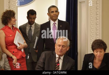 19 settembre 2013 - Washington, District of Columbia, U. S - il presidente degli Stati Uniti Barack Obama arriva per rilasciare le sue osservazioni in una riunione del suo Consiglio per l'esportazione nell'edificio Eisenhower Executive Office a Washington, DC, il 19 settembre 2013. (Immagine di credito: © Prensa Internacional/ZUMAPRESS.com) Foto Stock