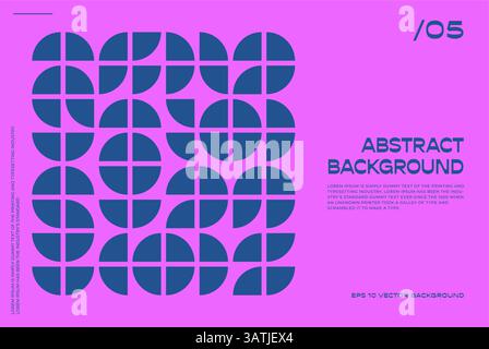 Poster Geometric Bauhaus bg. Ispirato ai principi geometrici del design svizzero. Illusioni vettoriali astratte e moderne forme minimaliste sfondo rosa. Illustrazione Vettoriale