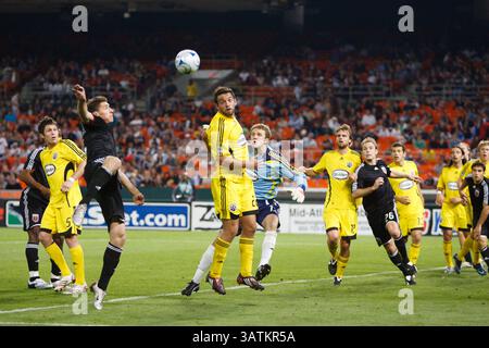 Azione di Goalmouth durante una partita della Major League Soccer tra il DC United e il Columbus Crew il 17 aprile 2008 all'RFK Stadium di Washington, DC. Solo uso editoriale. Uso commerciale vietato. Foto Stock