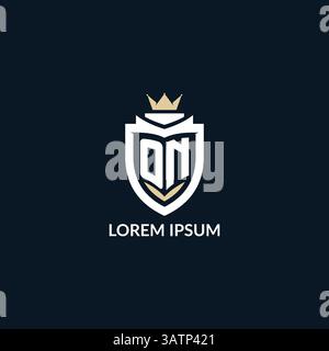 Lettera iniziale SULLO stile del logo scudo e corona, logo del team esport ispirazione grafica vettoriale Illustrazione Vettoriale