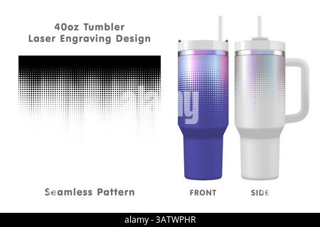 Motivo astratto per incisione laser a mezzitoni per bicchiere da 40 once. Senza cuciture da bordo a bordo. Avvolgimento completo. Illustrazione vettoriale Illustrazione Vettoriale