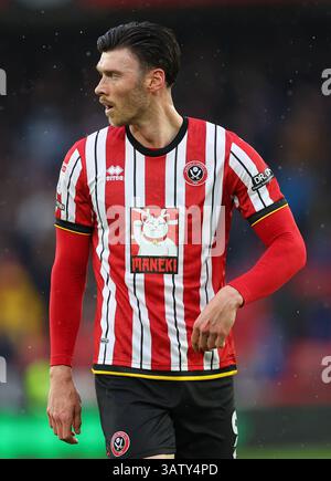 Sheffield, Inghilterra, 18 aprile 2025. Kieffer Moore dello Sheffield United durante il match tra Sheffield United e Cardiff City Sky Bet Championship a Bramall Lane, Sheffield. Il credito immagine dovrebbe essere: Simon Bellis / Sportimage Foto Stock