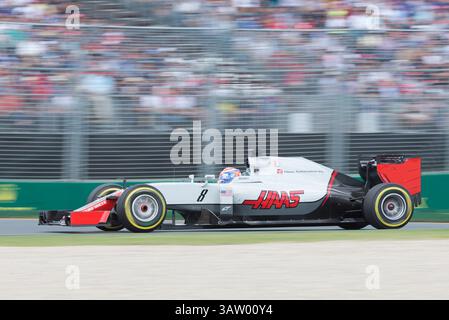20 marzo 2016: Romain Grosjean (fra) #8 del team Haas F1 al turno due del Gran Premio di Formula uno australiano 2016 ad Albert Park, Melbourne, Australia. Sydney Low/Cal Sport Media (immagine di credito: © Sydney Low/CSM tramite cavo ZUMA) Foto Stock
