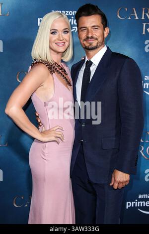 (FILE) Katy Perry riceve il backlash dopo Blue Origin Space Flight. HOLLYWOOD, LOS ANGELES, CALIFORNIA, Stati Uniti - 21 AGOSTO: La cantante Katy Perry e il fidanzato/attore Orlando Bloom arrivano alla premiere di Los Angeles del "Carnival Row" di Amazon, tenutasi al TCL Chinese Theatre IMAX il 21 agosto 2019 a Hollywood, Los Angeles, California, Stati Uniti. (Foto di Xavier Collin/Image Press Agency) Foto Stock