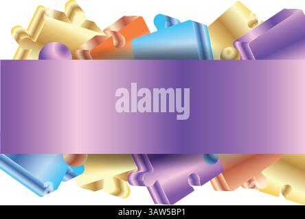 Illustrazione vettoriale di assemblaggio dei pezzi di puzzle 3D. Illustrazione Vettoriale