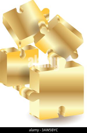 Illustrazione vettoriale di assemblaggio dei pezzi di puzzle 3D. Illustrazione Vettoriale