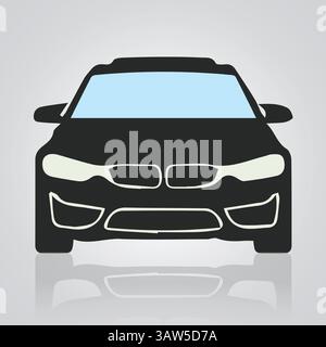 Icone di auto, auto d'epoca, icone uniche e un logo di auto con sfondo argento, illustrazione vettoriale Illustrazione Vettoriale