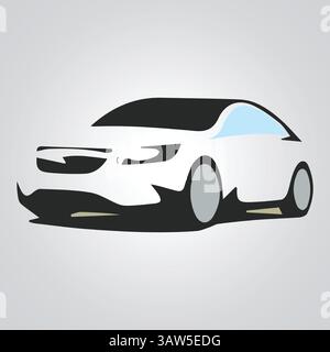 Icone di auto, auto d'epoca, icone uniche e un logo di auto con sfondo argento, illustrazione vettoriale Illustrazione Vettoriale