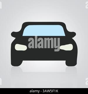 Icone di auto, auto d'epoca, icone uniche e un logo di auto con sfondo argento, illustrazione vettoriale Illustrazione Vettoriale