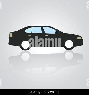 Icone di auto, auto d'epoca, icone uniche e un logo di auto con sfondo argento, illustrazione vettoriale Illustrazione Vettoriale